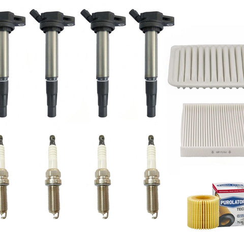 Ignition Coils Spark Plugs Oil Filter Tune Up Fits 2009-2017 Toyota Corolla 1.8L