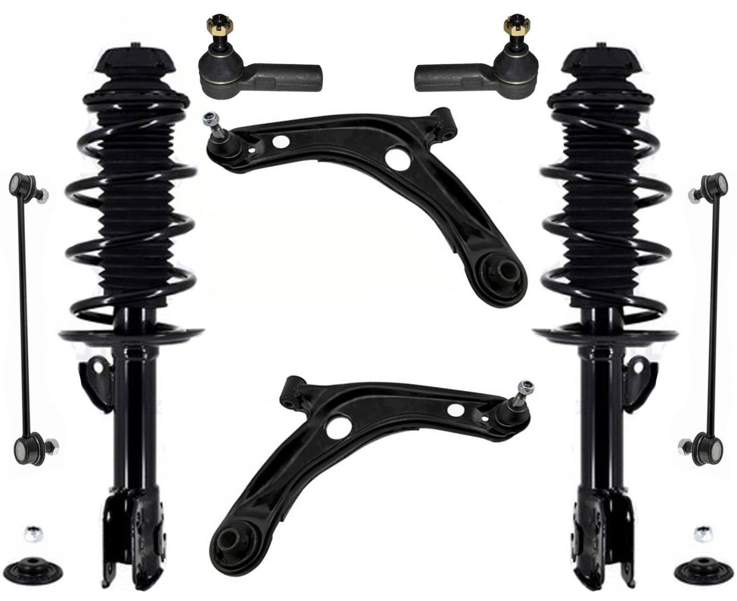 Brazos de control de puntal de resorte helicoidal completo delantero, varillas de amarre para Scion xD 2011-2014