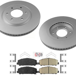 AmeriBRAKES OE Coated Front Disc Brake Rotors Pads For 2008-2015 Nissan Armada