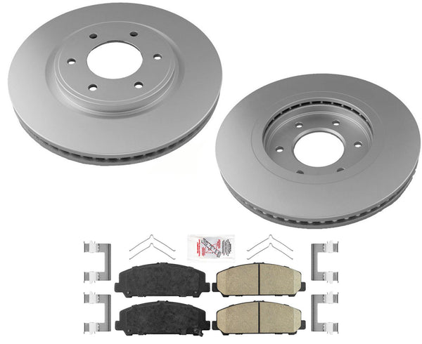 AmeriBRAKES OE Coated Front Disc Brake Rotors Pads For 2008-2015 Nissan Armada