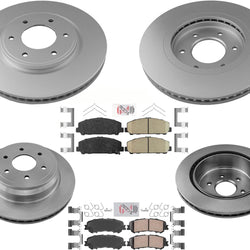 AmeriBRAKES Coated Front & R Disc Brake Rotors & Pads For 2017-2021 Nissan Titan