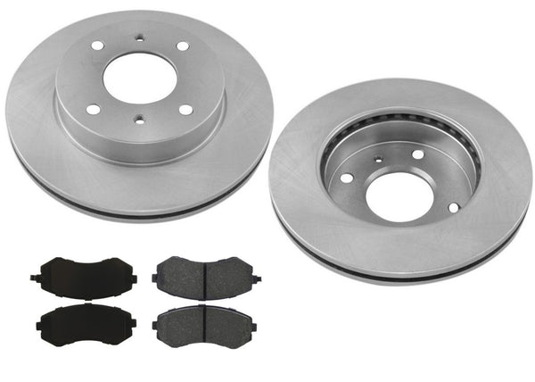 Front Brake Rotors and Brake Ceramic Pads for Nissan 240SX 89-96 With Out ABS
