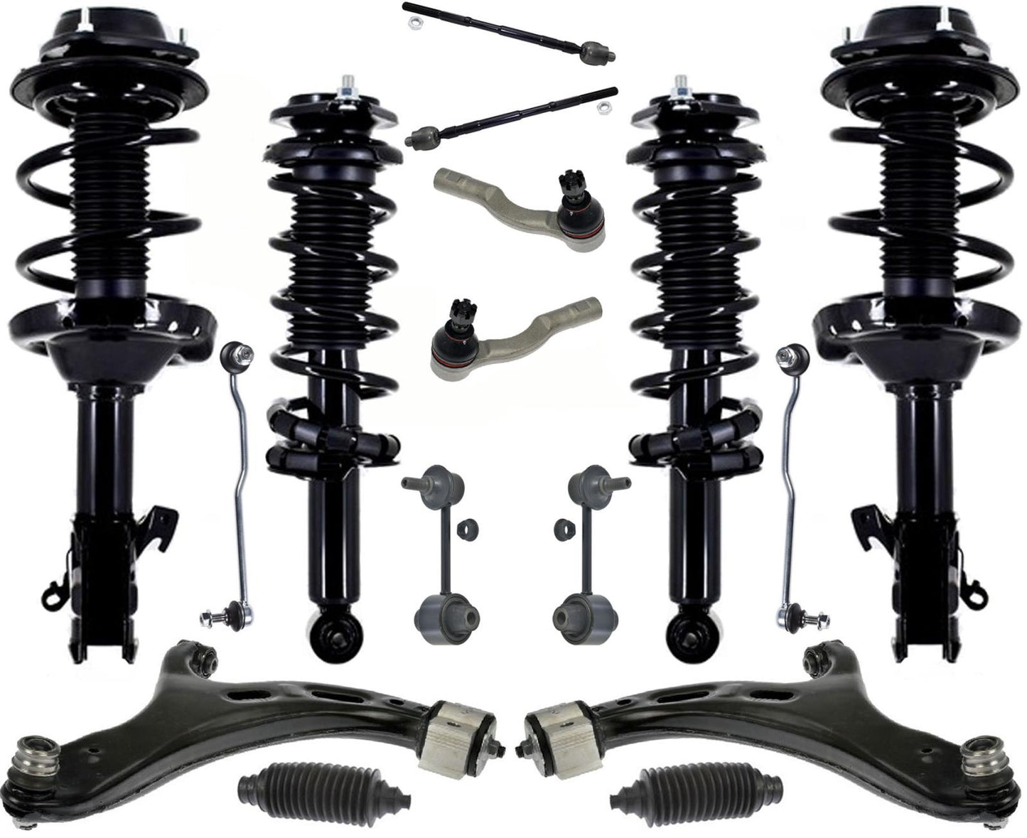 Front & Rear Complete Struts Control Arms Tie Rods Links For 2018 Subaru Legacy