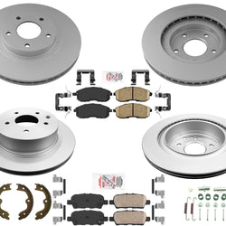 AmeriBRAKES Rotores y pastillas de freno de disco delantero y R recubiertos para Nissan 350Z 2003-2005