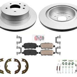 AmeriBRAKES Rotores y pastillas de freno de disco trasero recubiertos para Nissan 350Z 2003-2005