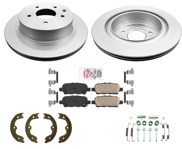 AmeriBRAKES Rotores y pastillas de freno de disco trasero recubiertos para Nissan 350Z 2003-2005