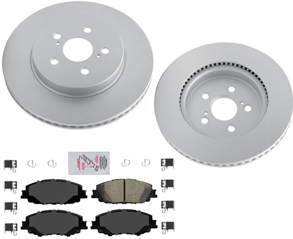 AmeriBRAKES Rotores y pastillas de freno de disco delantero revestidos para Prius Prime 2020-2021