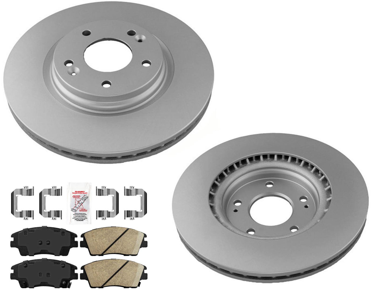 Front 305MM Disc Brake Rotors Brake Pads Hardware For 2016-2021 Hyundai Tucson