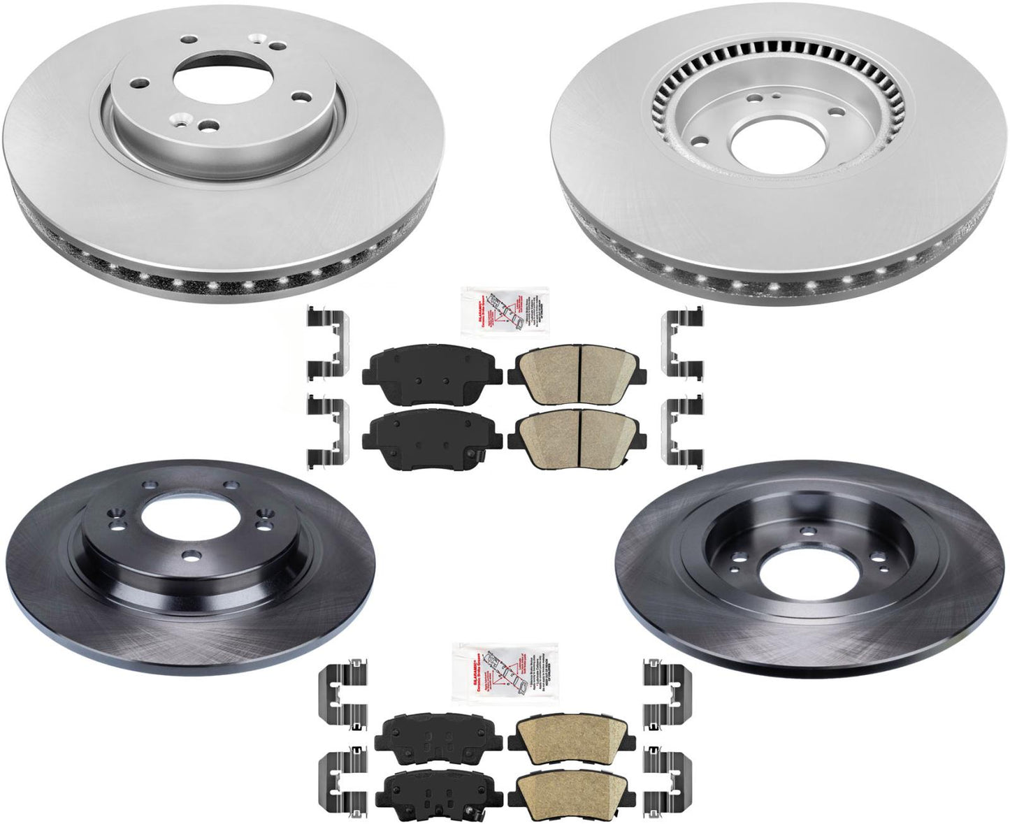 F&R Disc Brake Rotors Pads For 16-20 Kia Optima Hybrid W Electric parking brake
