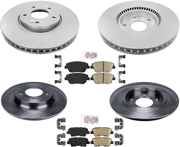 F&R Disc Brake Rotors Pads For 16-20 Kia Optima Hybrid W Electric parking brake