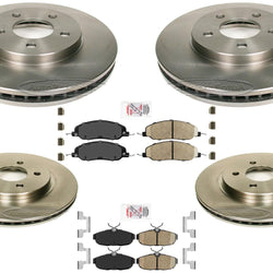 AmeriBRAKES Coated Front & R Disc Brake Rotors & Pads For 05-10 Mustang GT