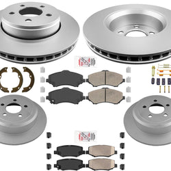 Rotores de freno de disco delanteros y traseros, pastillas de freno de cerámica, Hardware para Jeep Liberty 08-12