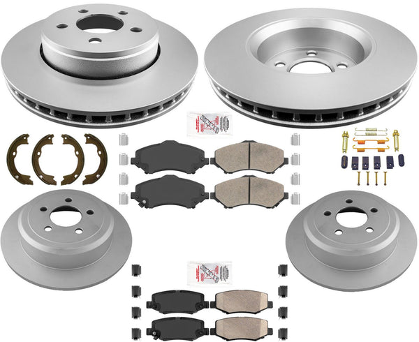 Rotores de freno de disco delanteros y traseros, pastillas de freno de cerámica, Hardware para Jeep Liberty 08-12