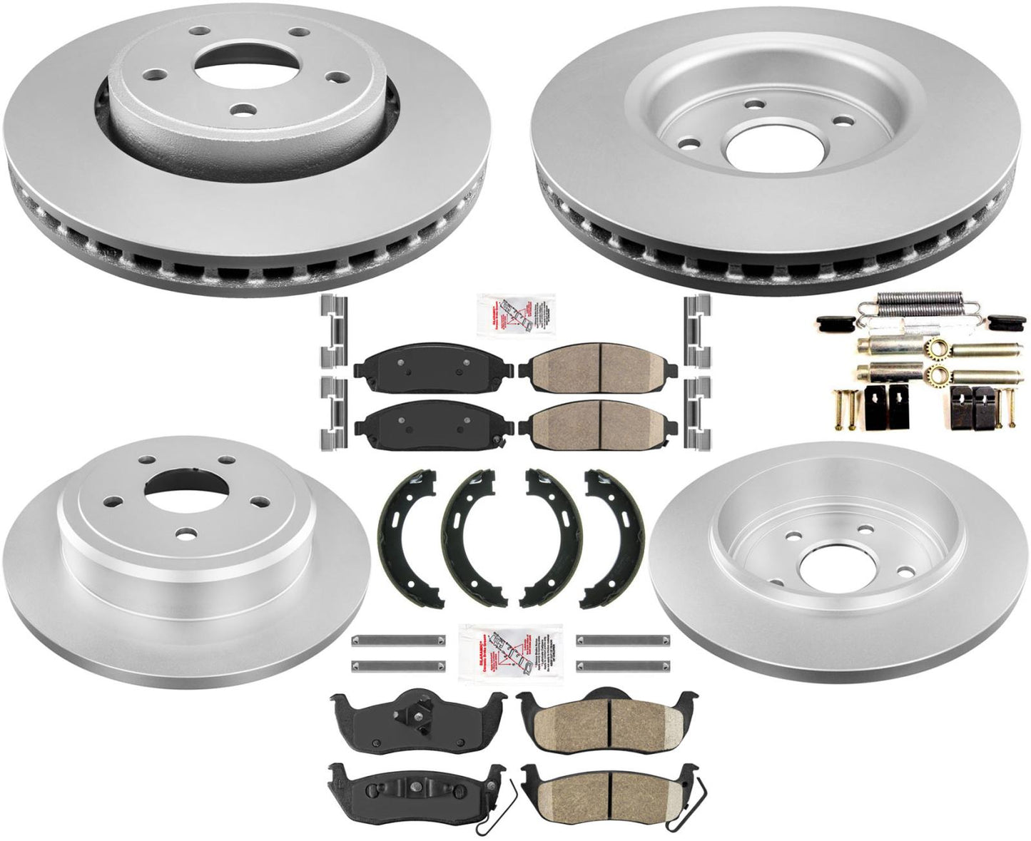 For 2005-2010 Jeep Grand Cherokee Front & Rear Disc Rotors & Ceramic Brake Pads