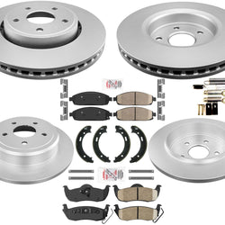 For 2005-2010 Jeep Grand Cherokee Front & Rear Disc Rotors & Ceramic Brake Pads