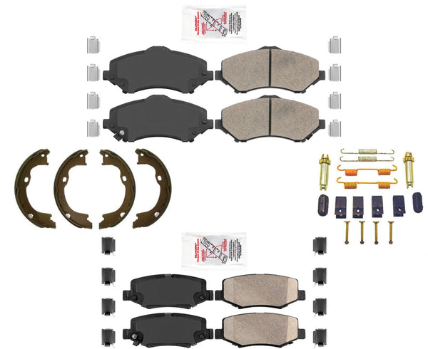 Front Rear AmeriBrake Ceramic Brake Pads Parking Hardware for Jeep Liberty 08-12
