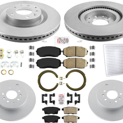 AmeriBRAKES Coated Front Rear Disc Brake Rotors & Pads For 2007-2015 Mazda CX-9