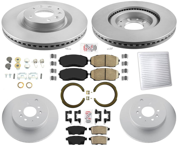 AmeriBRAKES Coated Front Rear Disc Brake Rotors & Pads For 2007-2015 Mazda CX-9