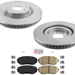 AmeriBRAKES Coated Front Disc Brake Rotors & Brake Pads For 07-2015 Mazda CX-9