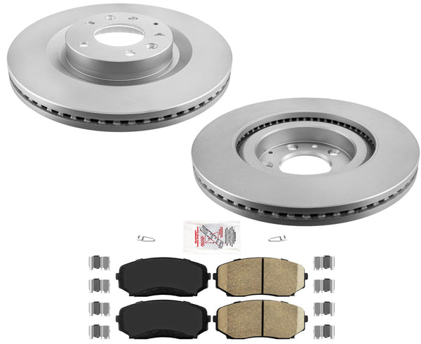 AmeriBRAKES Coated Front Disc Brake Rotors & Brake Pads For 07-2015 Mazda CX-9