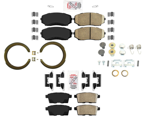 AmeriBRAKES Ceramic Brake Pads Parking Shoes Hardware For 2007-2015 Mazda CX-9