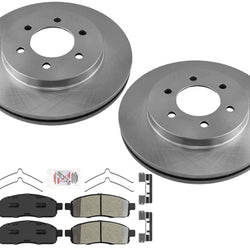 Se adapta a rotores de freno delanteros Ford F150 4x4 de 6 pernos 04-08 con almohadillas semimetálicas AmeriPRO
