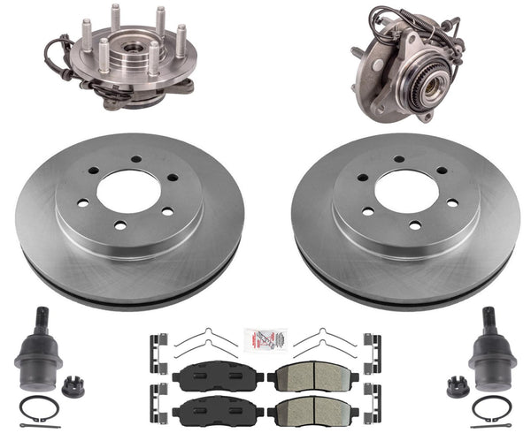 Fits 2004 Ford F150 4x4 6 Stud Front Brake Rotors Hub Wheel Bearing Assemblys