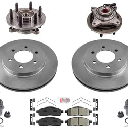 Fits 2006-08 Ford F150 4x4 6 Stud Front Brake Rotors Hub Wheel Bearing Assembly