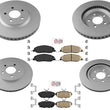 AmeriBRAKES Coated Front & R Disc Brake Rotors & Pads For 11-14 Mustang 3.7L V6