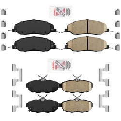 AmeriBRAKES Front & Rear Ceramic Pads For & Hardware 11-14 Mustang 3.7L V6