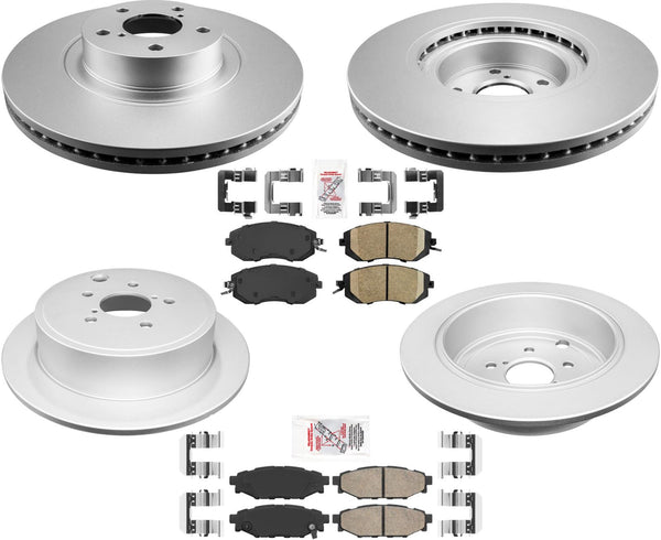 AmeriBRAKES Coated Front & R Disc Brake Rotors & Pads For 12-14 Subaru WRX
