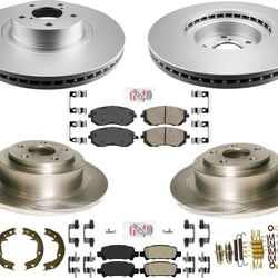 Front Coated Disc Brake Rotor Rear Rotors & Pads For 2004-06 Subaru Baja Turbo