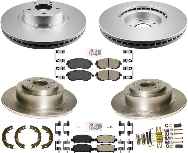 Front Coated Disc Brake Rotor Rear Rotors & Pads For 2004-06 Subaru Baja Turbo
