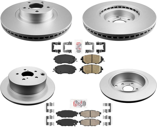 AmeriBRAKES Coated Front & R Disc Brake Rotors & Pads For 14-18 Subaru Forester