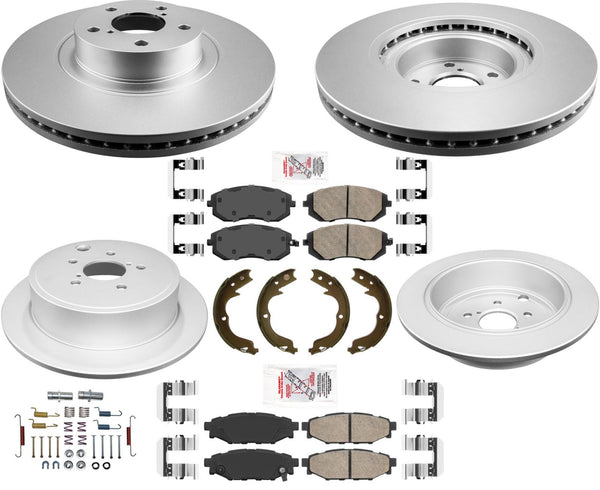 AmeriBRAKES Coated Front & R Disc Brake Rotors & Pads For 09-10 Subaru Forester