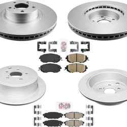AmeriBRAKES Coated F & R Disc Brake Rotors & Pads For 13-14 Subaru Legacy 2.5i