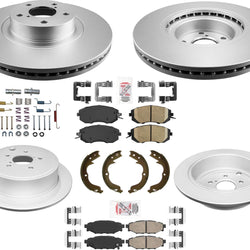 AmeriBRAKES Coated Front & R Disc Brake Rotors & Pads For 12-14 Subaru WRX