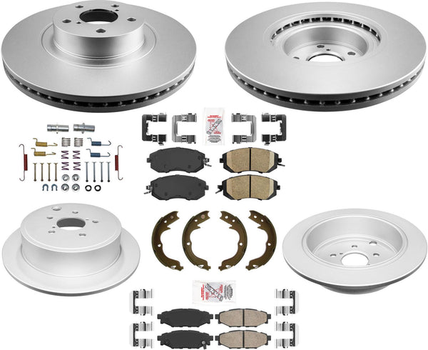 AmeriBRAKES Coated Front & R Disc Brake Rotors & Pads For 12-14 Subaru WRX