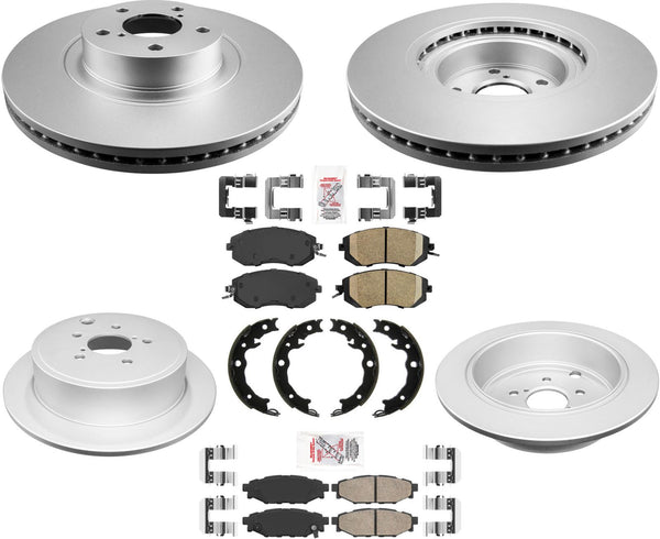 AmeriBRAKES Coated Front & R Disc Brake Rotors & Pads For 14-18 Subaru Forester
