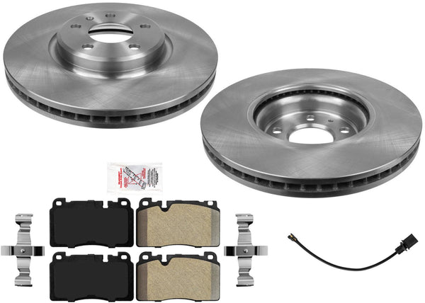 Front Disc Brake Rotors & Semi Metallic Pads W/ Sensor for 2014,15,17 Audi Q5
