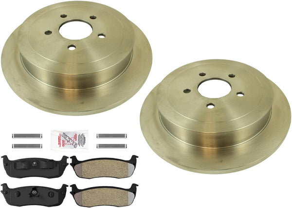Rear Disc Brake Rotors & Semi Metallic Pads for 03-11 Lincoln Town Car Limousine