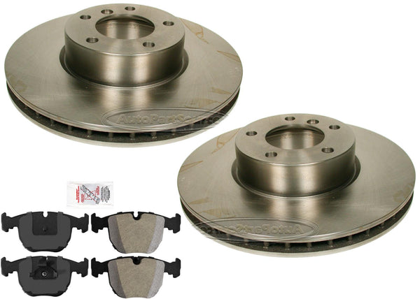 Front Disc Brake Rotors & Semi Metallic Pads for 2001-2003 BMW 530i