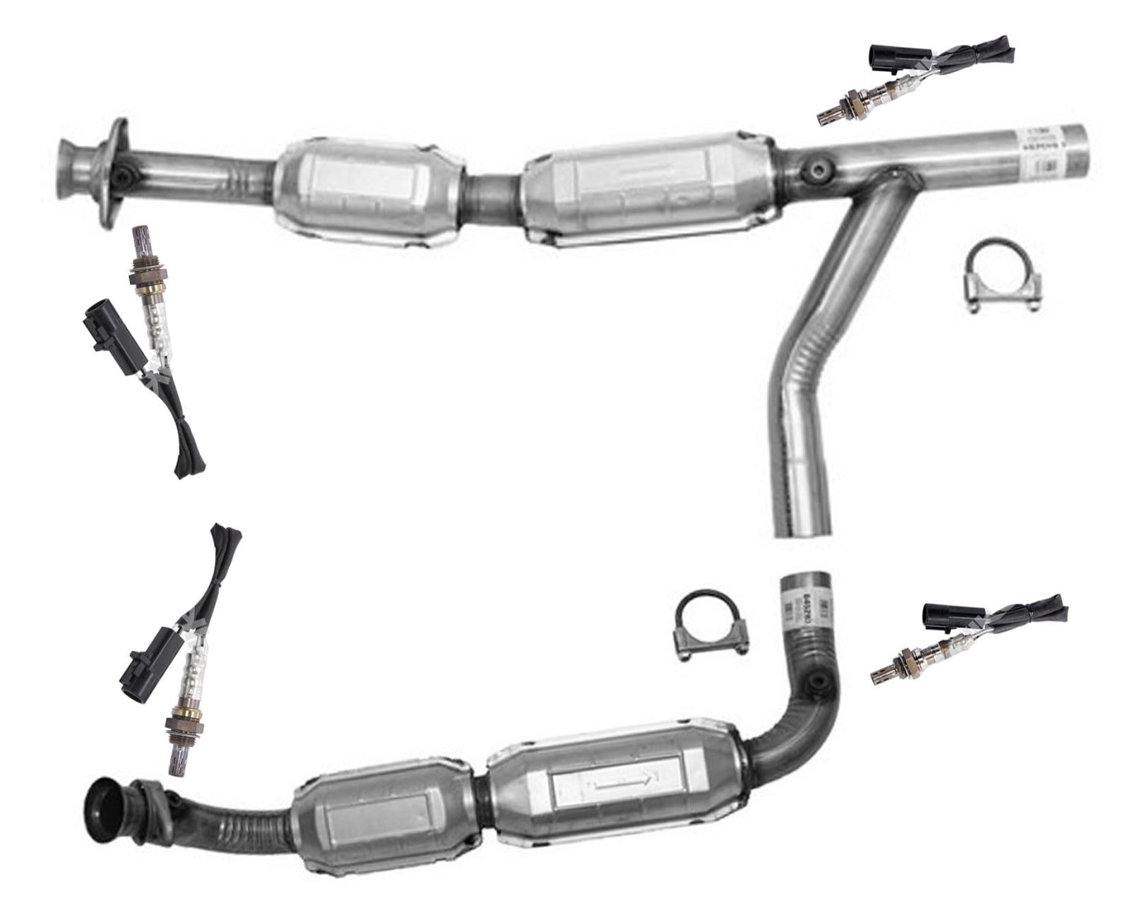 Front Engine Y Pipe Catalytic Converter O2 Sensors For 2003-2007 Ford E150 4.6L