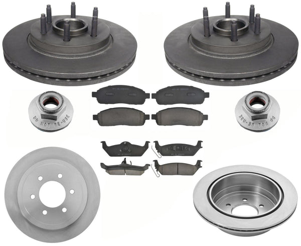 Rotores y pastillas de freno con cojinete de buje delantero solo con tracción en 2 ruedas, 8 piezas para Mark LT 06-08