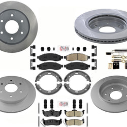 Frt & Rr GEO Coated Disc Brake Rotors & Ceramic Pads For 2006-2007 Nissan Titan