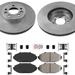 Front Coated Disc Brake Rotors Fleet Duty Semi Metallic Pads For 98-02 Town Car