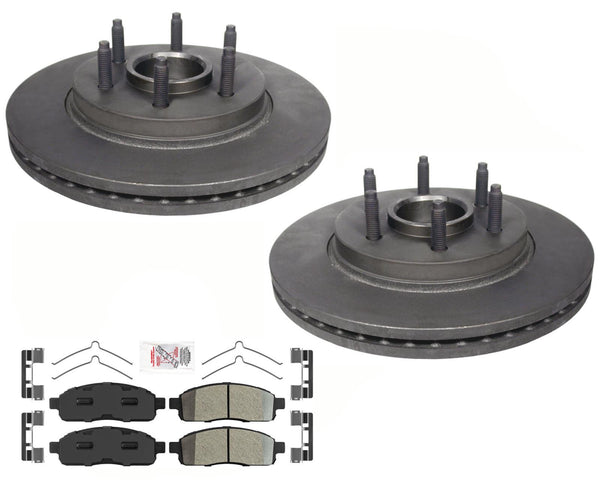 Fits 2004-08 Ford F150 2 Wheel Drive Front Hub Bearing Brake Rotors & Brake Pads