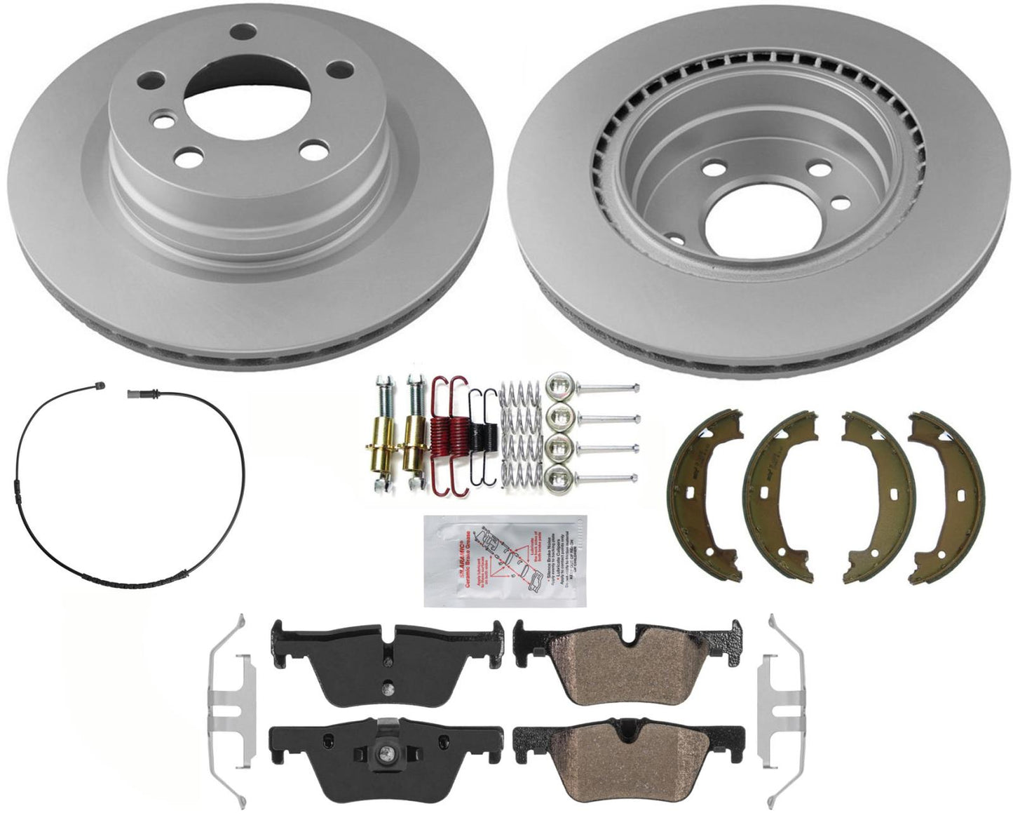 Rear Coated Disc Brake Rotors Pads Parking Shoes For 2013-2018 BMW 320i