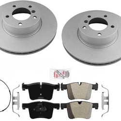 Front GEO Coated Disc Brake Rotors Pads Parking Shoes fits 2013-2018 BMW 320i