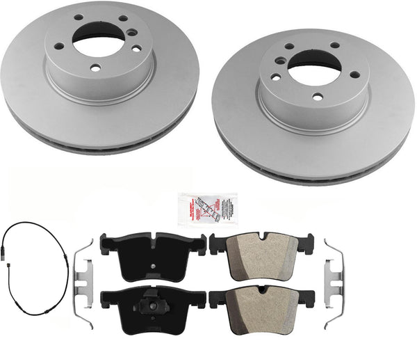 Front GEO Coated Disc Brake Rotors Pads Parking Shoes fits 2013-2018 BMW 320i